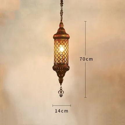 lustre industriel rétro en fer et verre coloré pour établissements asiatiques - vue 11 sur 14