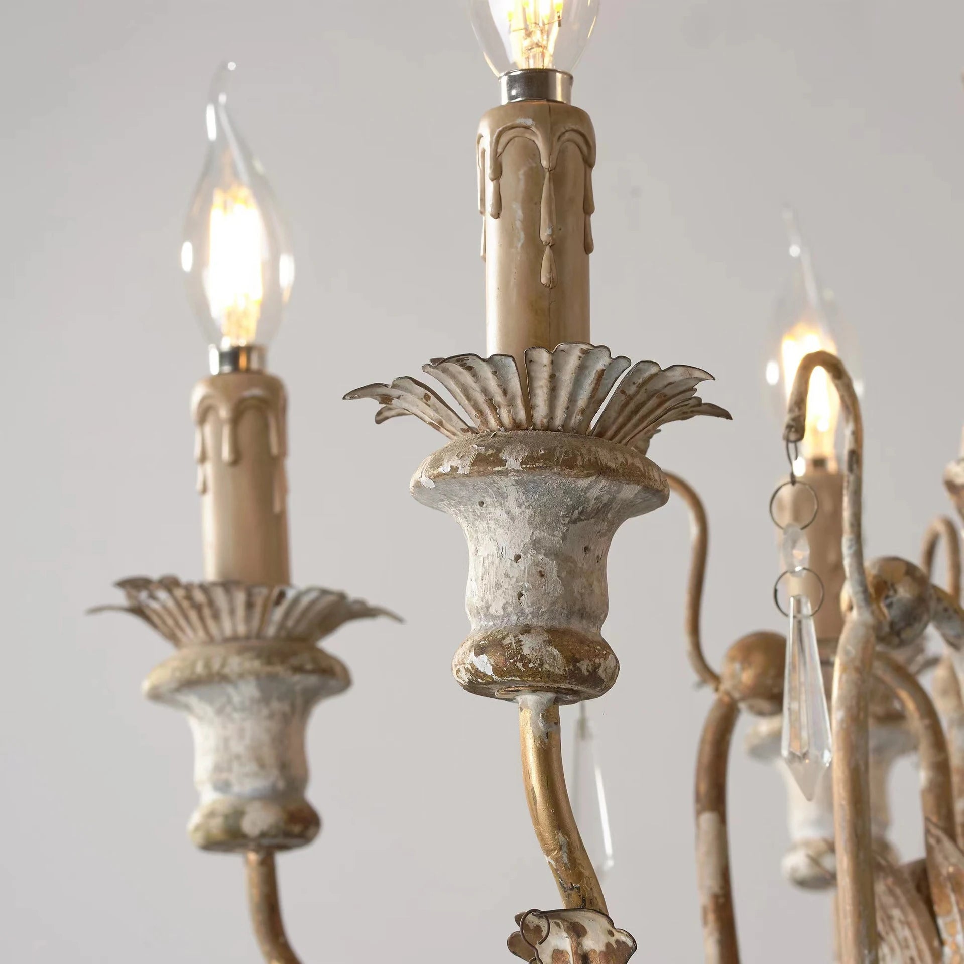 lustre en bois vintage français design art lumière - vue 6 sur 6