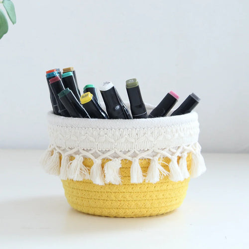 boîte de rangement minimaliste en corde de coton pour stylos