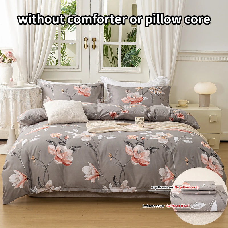 housse de couette et taies d'oreiller à motif floral