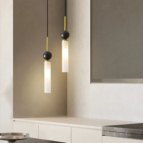 suspension en marbre et cuivre pour éclairage intérieur moderne - vue 3 sur 16