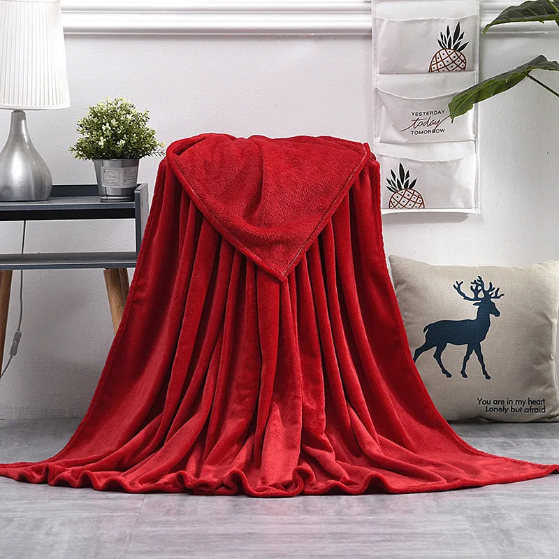 Plaid flanelle polaire corail doux chaud canapé lit - vue 8 sur 14
