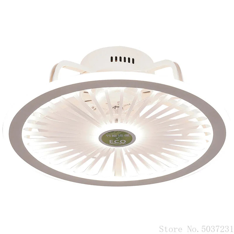 110V / 220V Nordic Simple Bedroom Ceiling Fan Lamp Invisible Restaurant Living Room Children's Room Intelligent Fan Home Decor - vue 6 sur 13