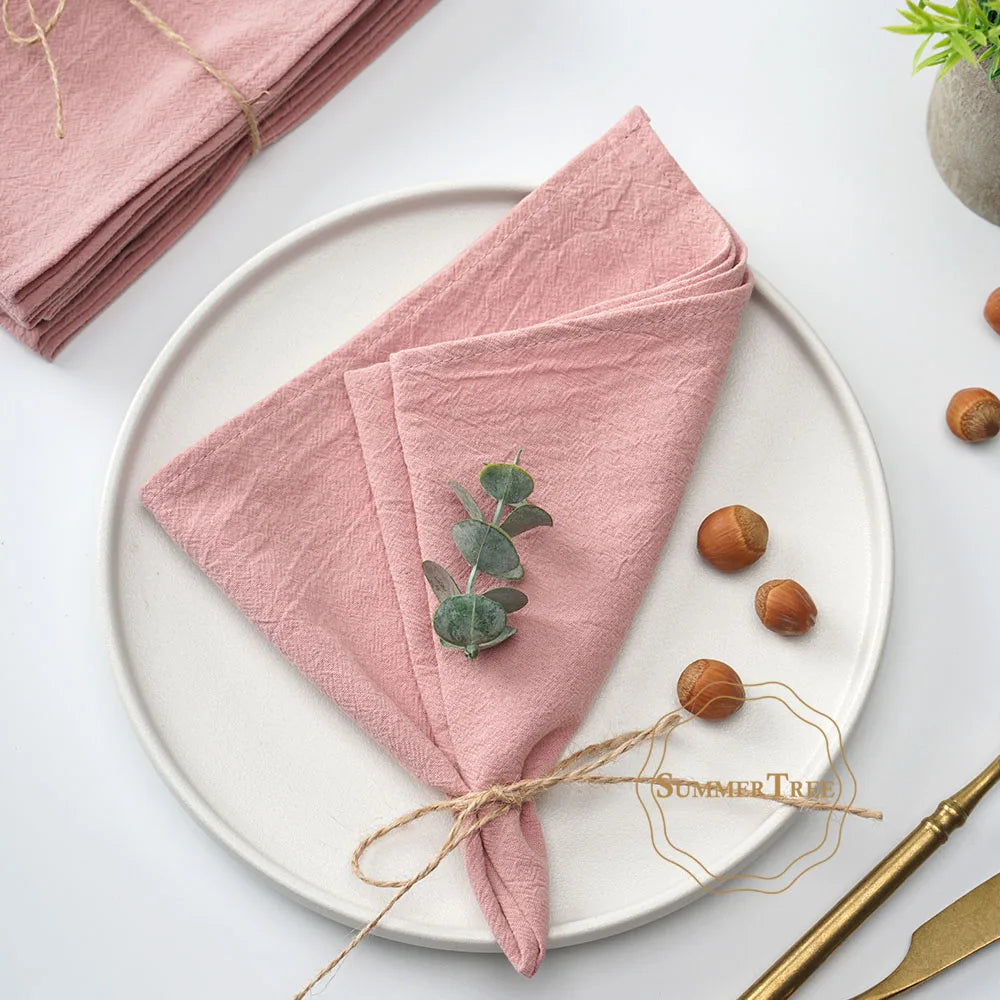 Serviette de table coton lavé style vintage campagne - vue 6 sur 7