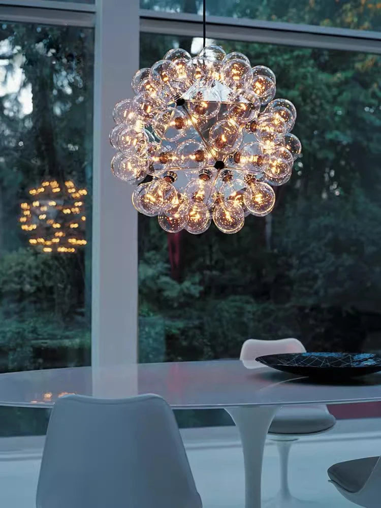 lustre à led en verre chromé et doré pour décoration intérieure - vue 4 sur 12