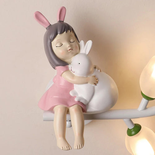 applique murale led g4 fille lapin fleur pour enfants - vue 3 sur 22