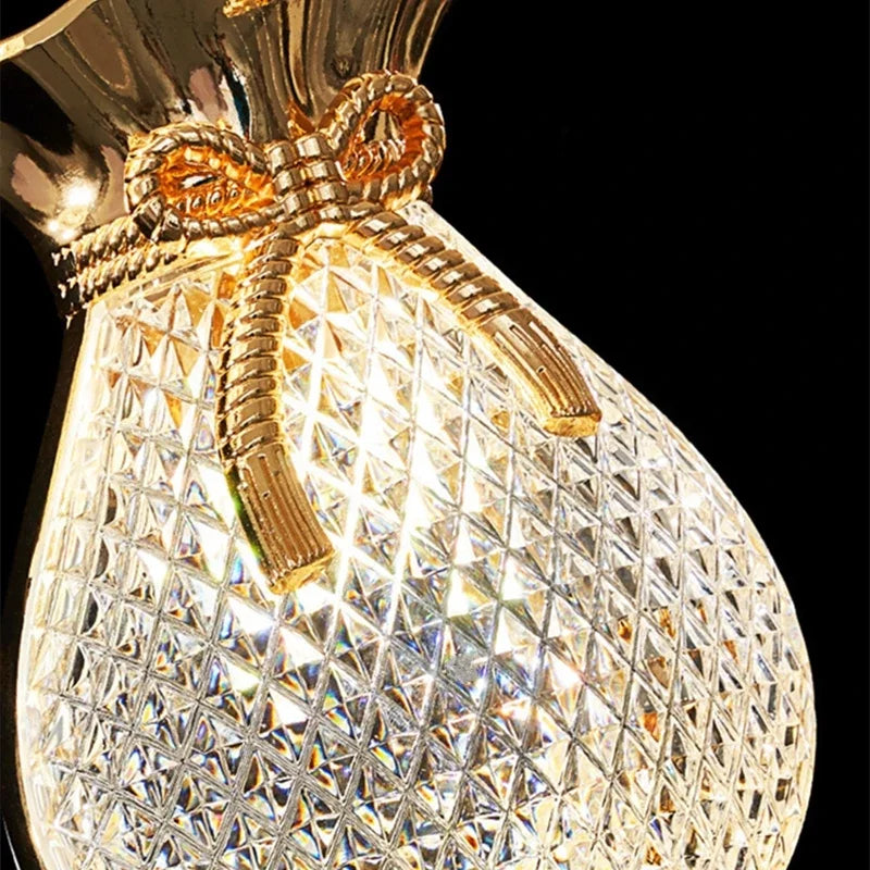 Gold Lucky Bag Chandelier For Living Room Bedroom Bedside Corridor Home Decoration Accessories Led Lighting Decorative Lamps - vue 5 sur 7