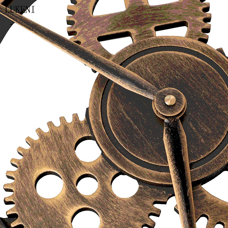 horloge murale vintage rétro à engrenages et chiffres romains - vue 10 sur 10