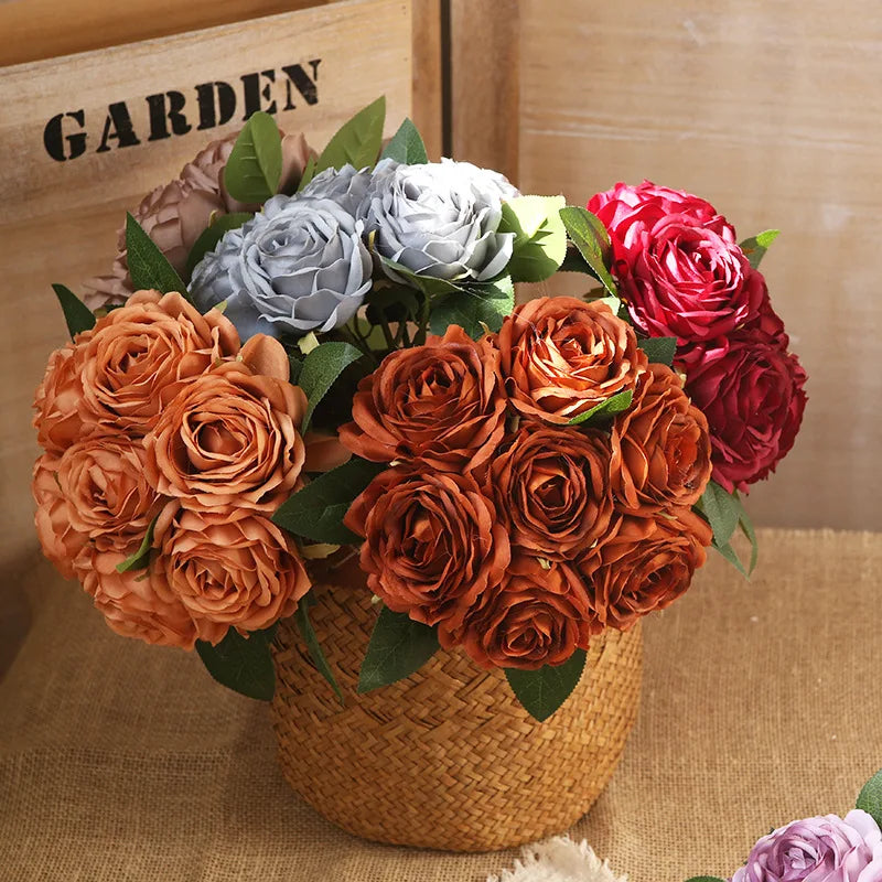 bouquet de roses artificielles décoration intérieure et extérieure fleurs faux - vue 5 sur 18