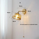 applique murale rotative rétro en verre cuivré avec interrupteur