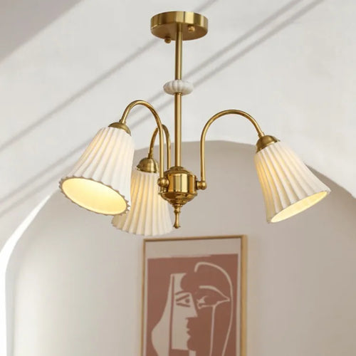 lustre rétro français en céramique et cuivre style américain design - vue 9 sur 13