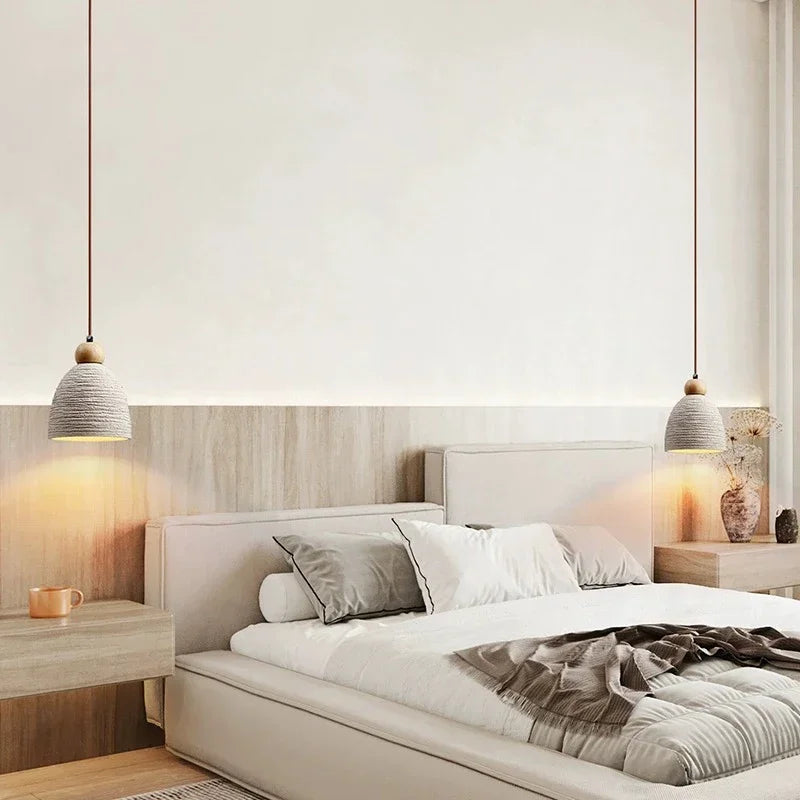 suspension wabi-sabi en ciment et travertin pour décoration intérieure - vue 4 sur 14