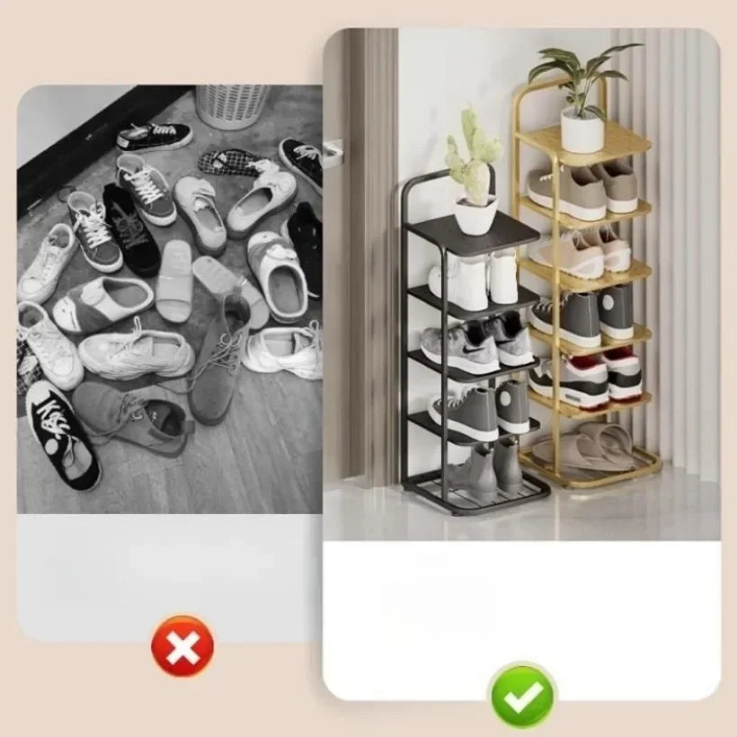 étagère à chaussures moderne en métal pour un rangement vertical élégant - vue 2 sur 12