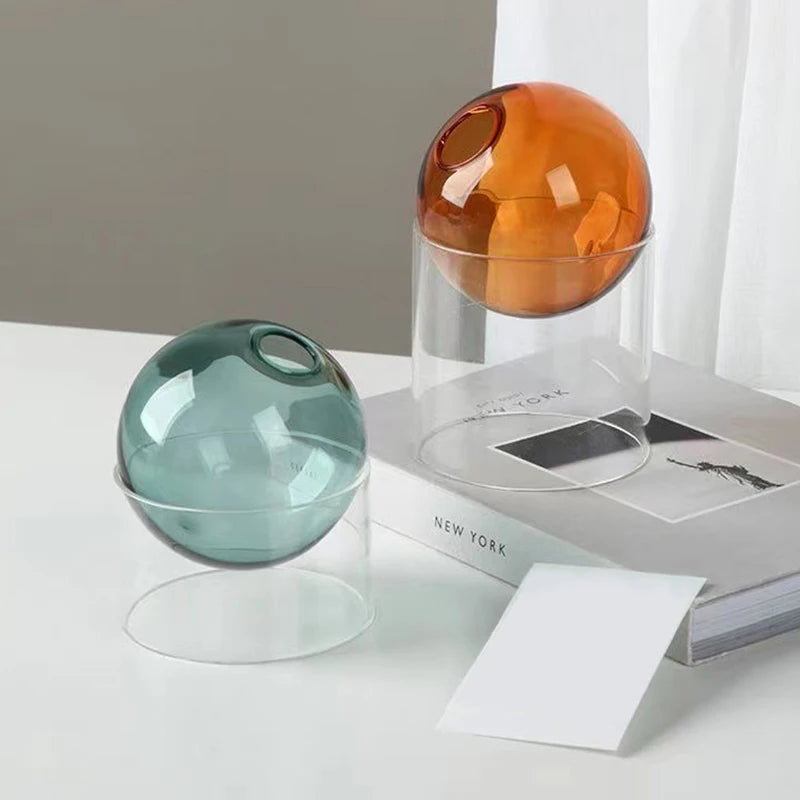 mini vase rond en verre pour décoration hydroponique écologique - vue 6 sur 18