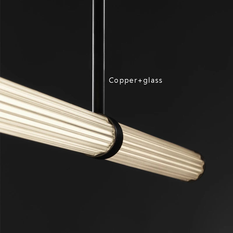 suspension moderne en verre de cuivre luxueuse - vue 5 sur 9