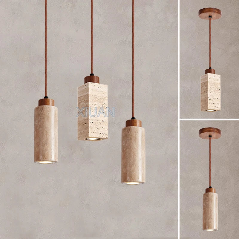 lustre led en pierre de grotte style wabi-sabi