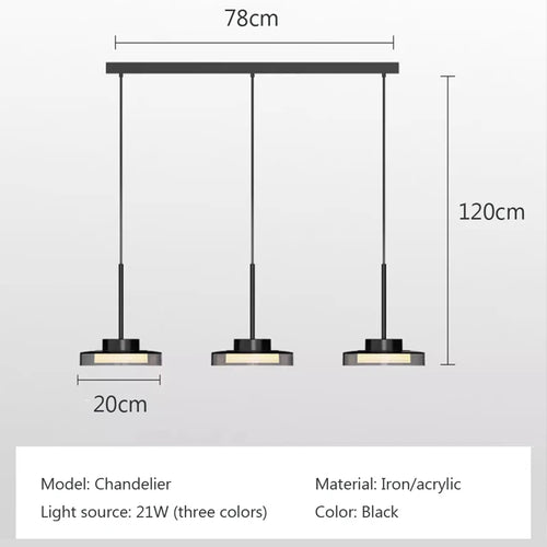 suspension led post-moderne en fer acrylique style français