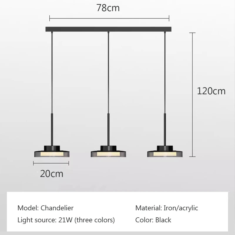 suspension led post-moderne en fer acrylique style français - vue 5 sur 8