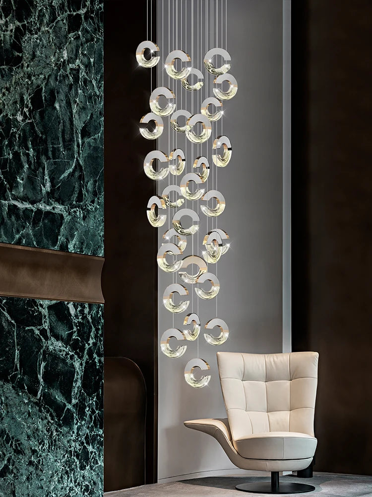 lustre moderne en cristal design loft pour éclairage minimaliste - vue 5 sur 14