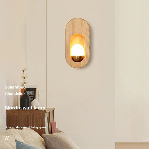 Applique murale LED nordique en bois massif