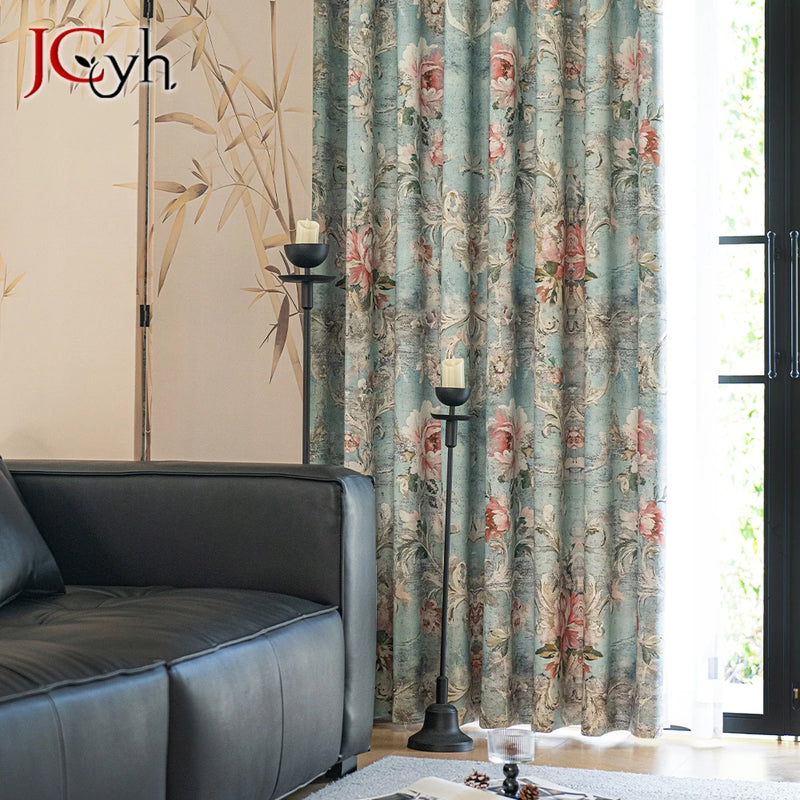 Rideau occultant motif pivoines decoration chambre salon