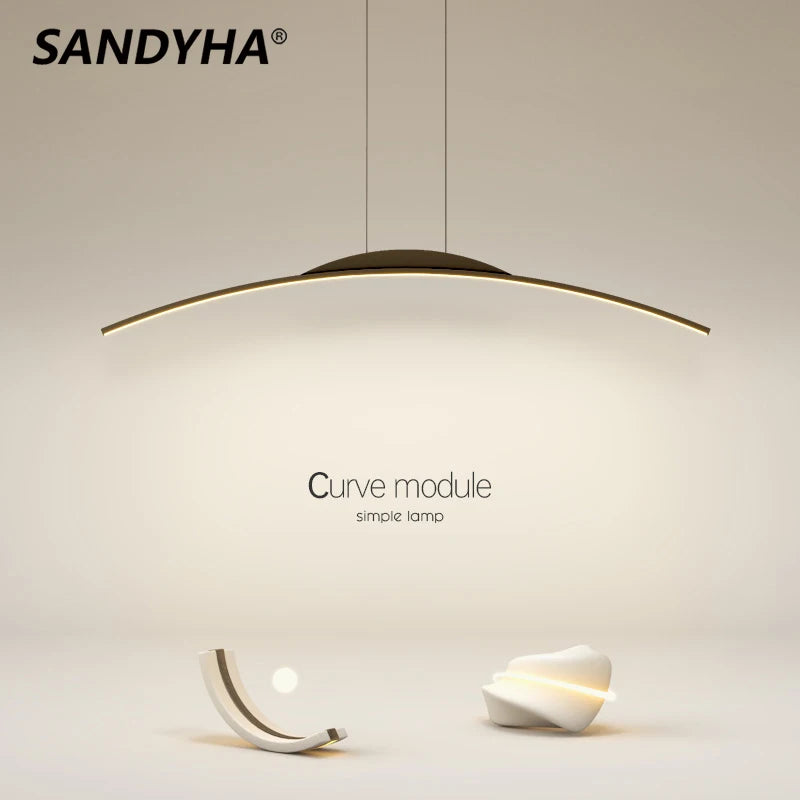 SANDYHA moderne nordique suspension bande incurvée Lustres salon salle à manger Lustres Para Sala De Jantar accrocher Lampara Techo