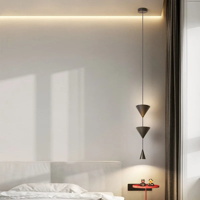 Suspension Moderne Minimaliste Designer Art Sablier LED Lecture Noir Blanc Chevet Salon Chambre Décoration