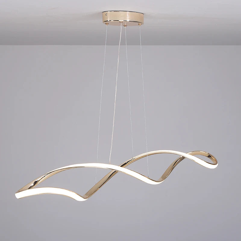 Lustre LED modernes pour salle à manger salon chambre L92cm Or / Chrome / Noir Télécommande - vue 5 sur 9
