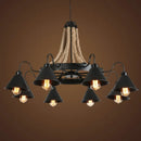 Vintage Hemp Rope Pendant Lamps Iron Lampshade Retro Coffee House Bar Indoor Lightings E27 Industrial Style Chain Pendant Light