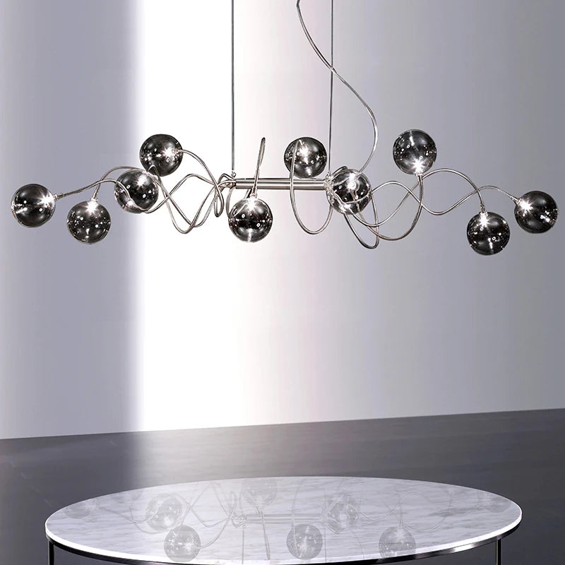lustre nordique créatif en verre art lumineux pour décoration intérieure - vue 3 sur 9