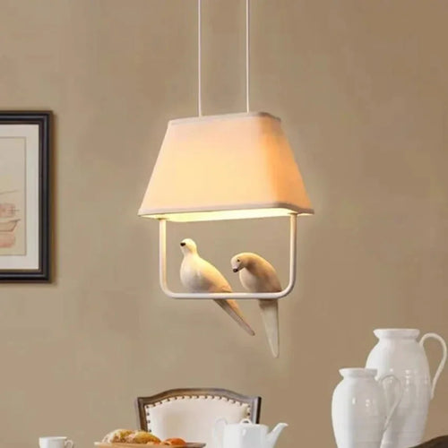 lustre créatif avec 3-4 têtes d'oiseau en tissu pour décoration - vue 7 sur 6