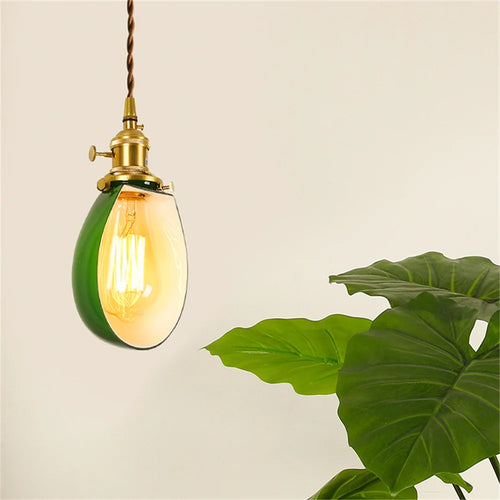 suspension industrielle vintage en cuivre avec interrupteur en verre - vue 10 sur 12