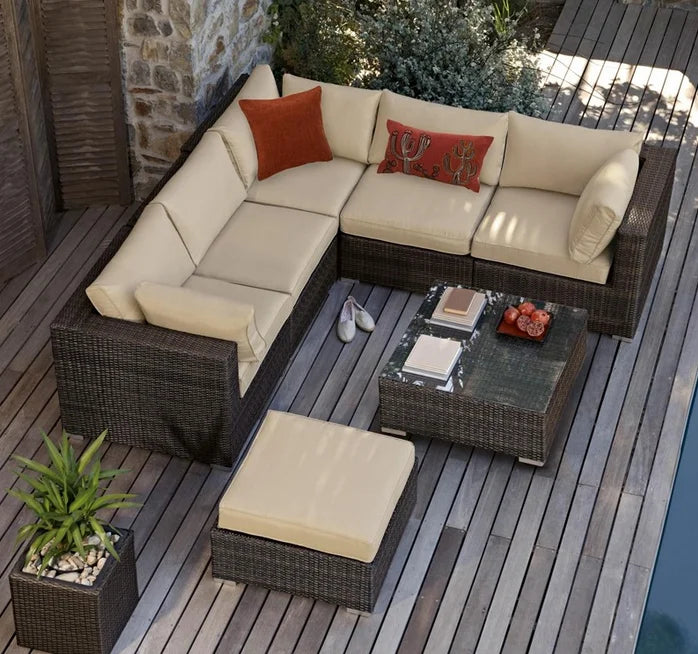 canapés sectionnels en rotin pour espaces réduits et confortables