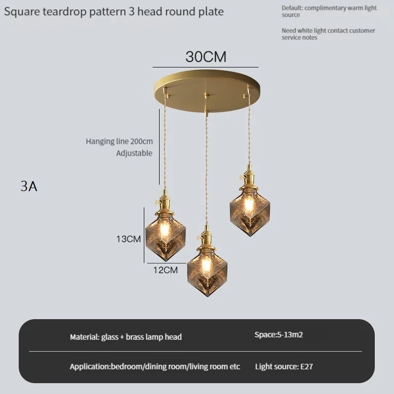 suspension vintage avec interrupteur et abat-jour en verre cristal - vue 19 sur 22