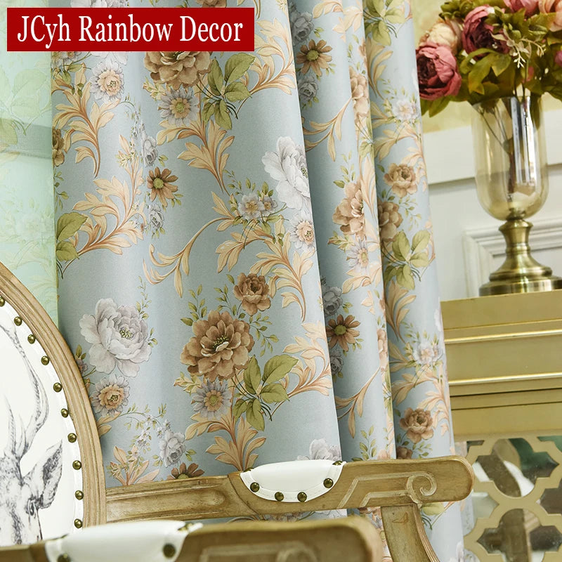 Rideau occultant floral style européen pour salon chambre - vue 2 sur 8
