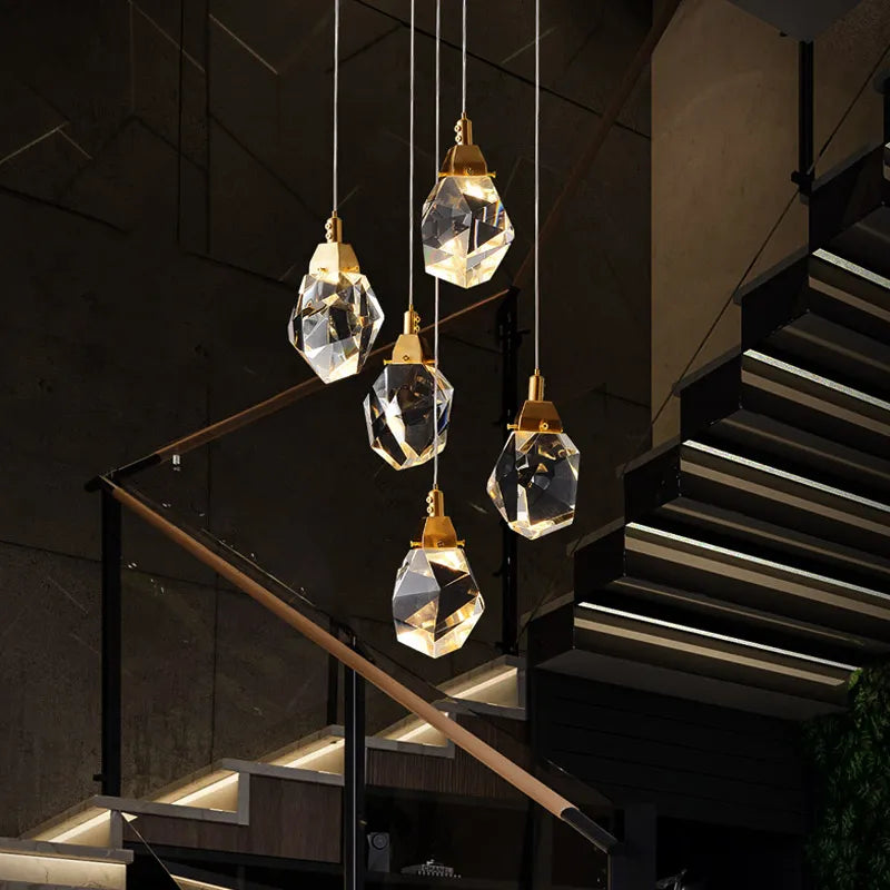 Lustre en cristal de luxe Villa cage d'escalier salle à manger chambre salon Iceberg éclairage en forme de Ling éclairage intérieur lampes LED - vue 2 sur 7