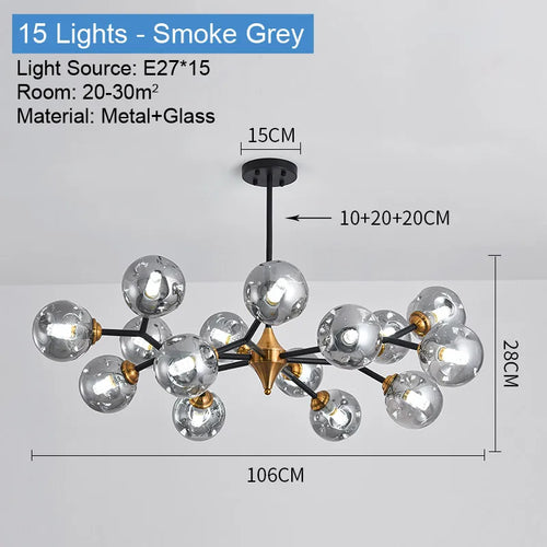 plafonnier led suspendu boule de verre design moderne luminaire intérieur - vue 11 sur 14