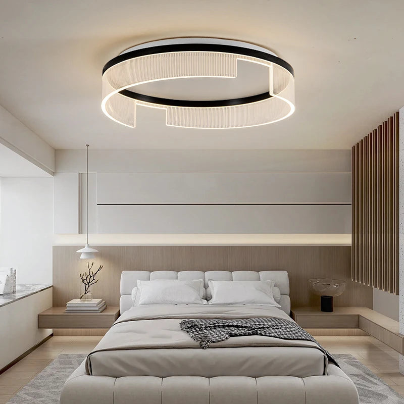 plafonnier led moderne rond en métal et acrylique pour intérieur - vue 2 sur 13