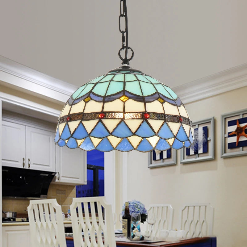 lustre rétro en verre teinté style méditerranéen pour restaurant et hall - vue 5 sur 18