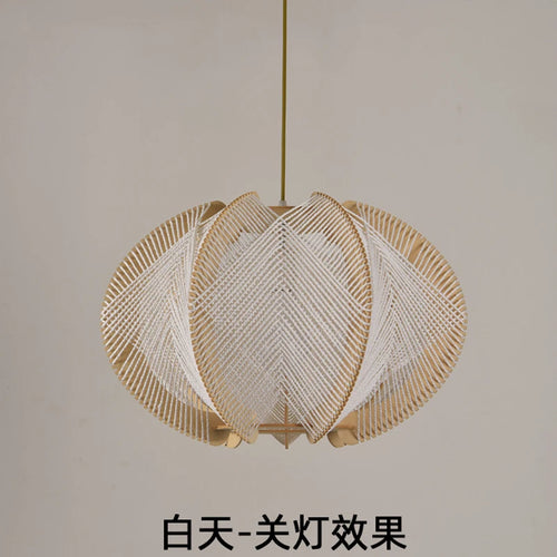 ZK50 Restaurant lustre bois Art chanvre corde lampe chambre créative Bar concepteur modélisation journal rétro unique tête lustre E27 - vue 7 sur 6