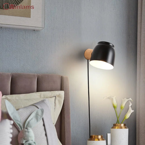 applique murale nordique simple avec interrupteur rotatif