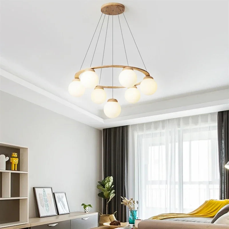 lustre à led design multi têtes en verre pour intérieur moderne - vue 4 sur 9
