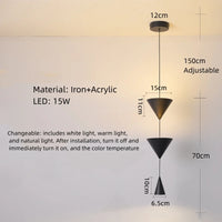 Lustre LED créatif en métal blanc et noir