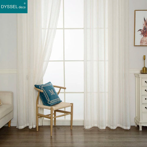 Rideau rayé style lin translucide pour salon chambre
