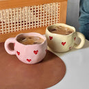 Tasse ceramique coeur amour peinte main anse cadeau