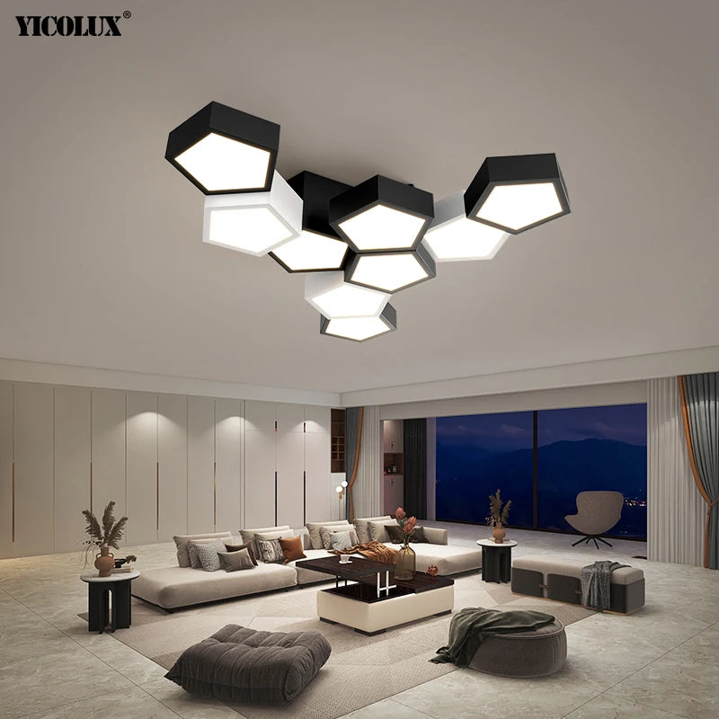 Plafonnier Gradation à distance Noir Blanc Moderne LED Lumières Salon Salle À Manger Chambre Hall Bar Lampes Éclairage Intérieur - vue 3 sur 20