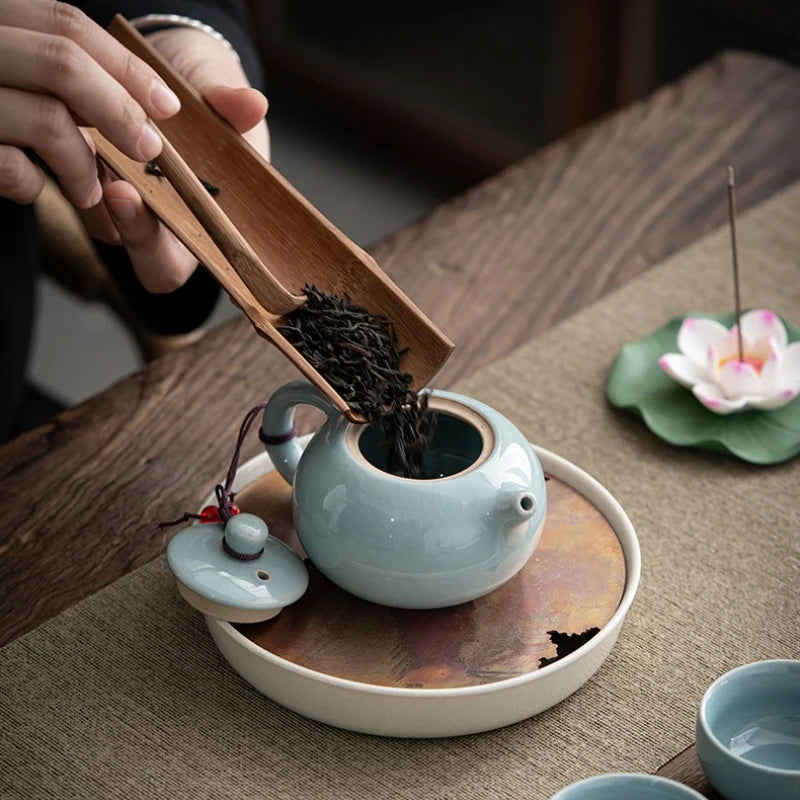 Théière céramique ge yao craquelé style xishi - vue 3 sur 7