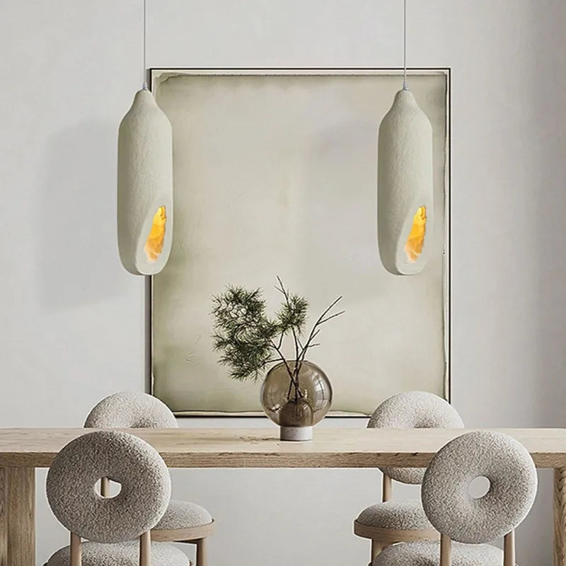 Designer Wabi Sabi Wind Restaurant Led Lustre Creative Salon Modèle Chambre Chambre Décor Lampe Ciment À La Main Luminaire - vue 2 sur 8