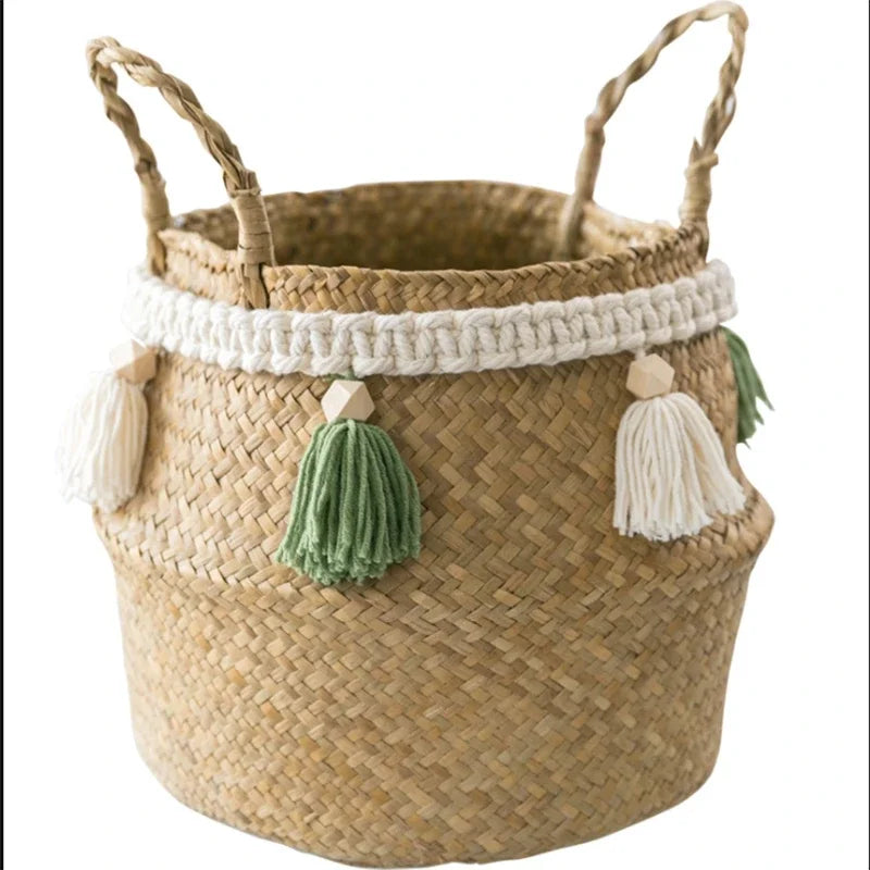 panier tissé en jonc de mer pour rangement décoratif - vue 8 sur 7