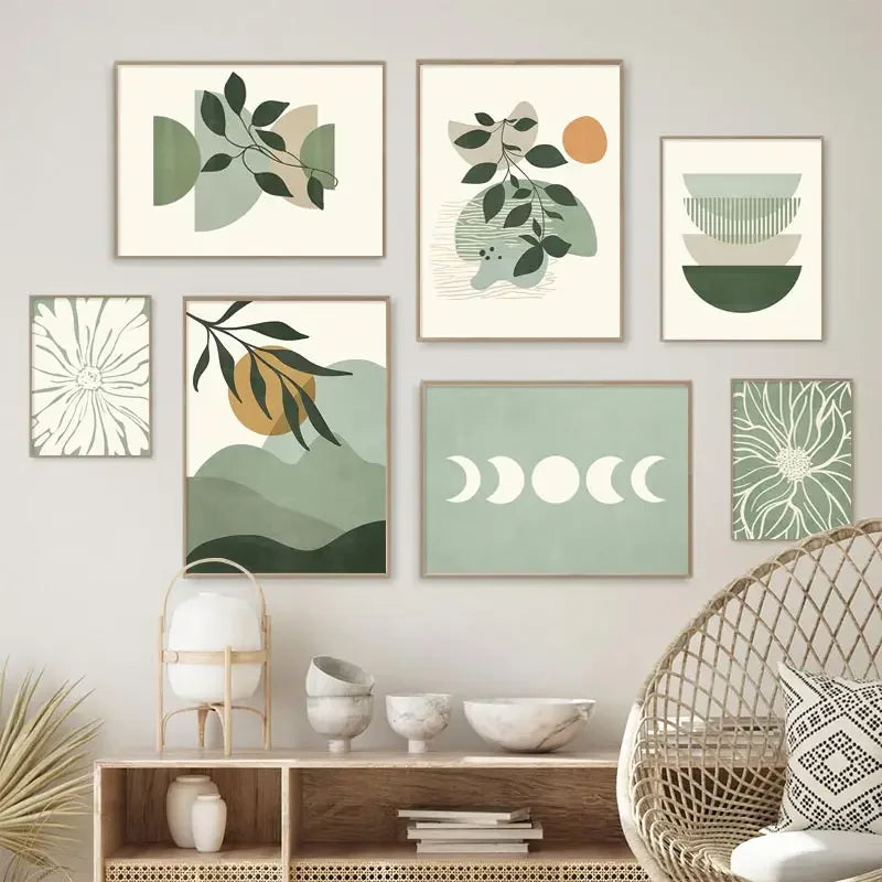 affiches murales boho soleil lune géométriques abstraites pour décoration